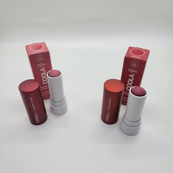 Two COOLA Mineral Liplux SPF 30 Firecracker & Summer Crush Tinted Lip Balm Vegan - Picture 10 of 10